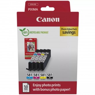 Canon CLI-581 (2106C006), originálny atrament, CMYK, 4 x 5,6 ml, +PP-201 50 listů