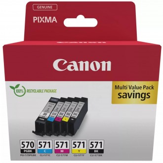 Canon PGI-570/CLI-571 (0372C006), originálny atrament, PGBK/C/M/Y/BK, 1 x 15 + 4 x 7 ml