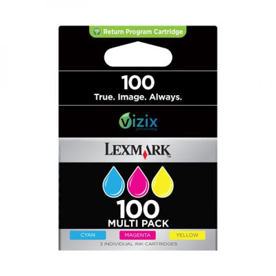 Lexmark 14N0849 (#100), originálny atrament, CMY, 3-pack