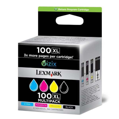 Lexmark 14N1921EXL (#100), originálny atrament, CMYK, 4-pack