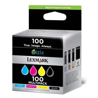 Lexmark 14N1912E (#100), originálny atrament, CMYK, 4-pack