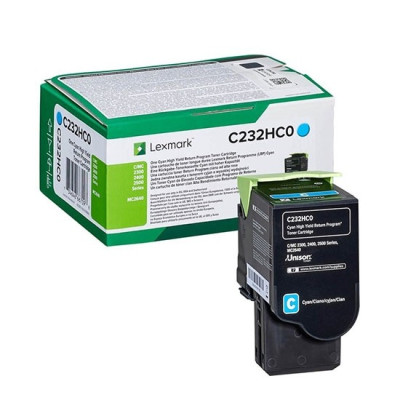 Lexmark C232HC0, originálny toner, azúrový, return