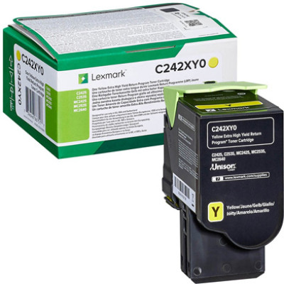 Lexmark C242XY0, originálny toner, žltý, return