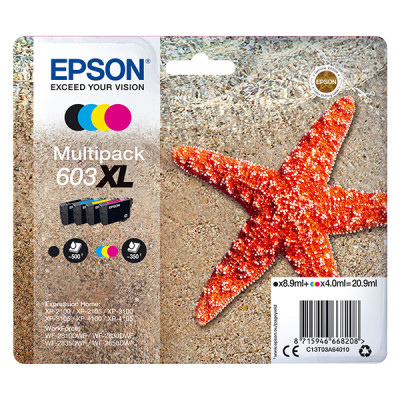 Epson T03A6 (C13T03A64010, 603XL), originálny atrament, CMYK, 1 x 8,9 ml + 3 x 4 ml, XL