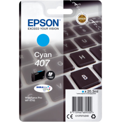 Epson T07U2 (C13T07U240), originálny atrament, azúrový, 20,3 ml