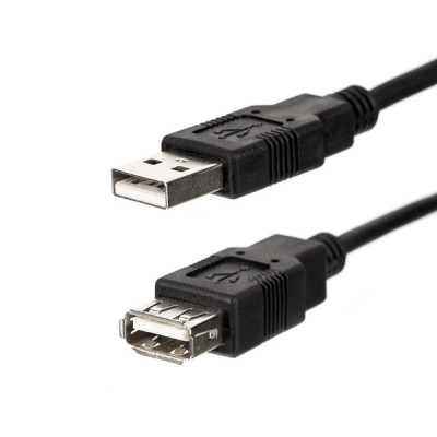 Kábel USB (2.0), USB A M- USB A F, 3m, čierny