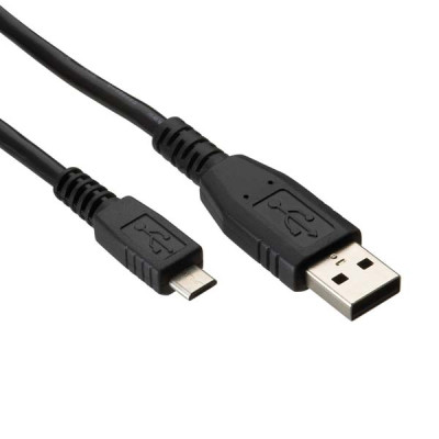 USB kábel (2.0), USB A samec - microUSB samec, 0,6m, čierny