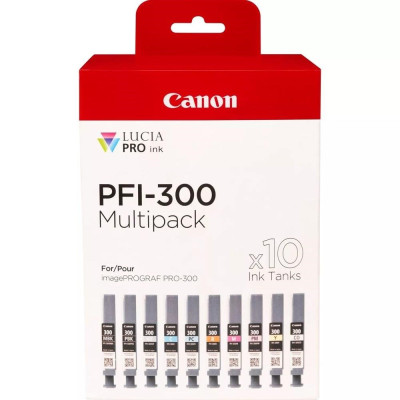 Canon PFI-300 MBK/PBK/CO/GY/R/C/M/Y/PC/PM (4192C008), originálny atrament, 16 ml, Multipack