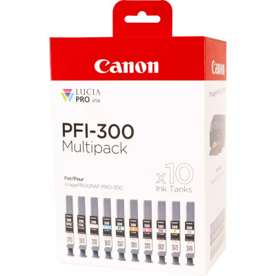 Canon PFI-300 MBK/PBK/CO/GY/R/C/M/Y/PC/PM (4192C008), originálny atrament, 16 ml, Multipack