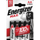 Alkalické batérie Energizer Max 1,5 V, typ AA, 4 ks