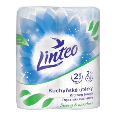 Kuchynské utierky Linteo - 2 vrstvové, biele, 2 role