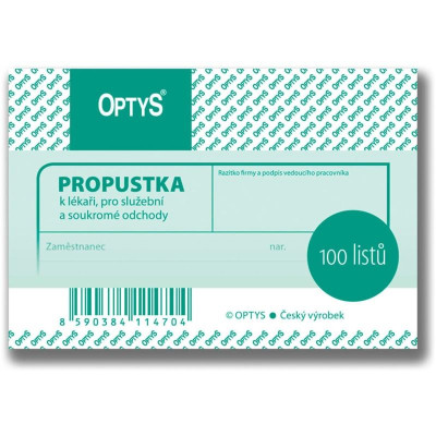 Priepustka Optys, A7, 100 listov