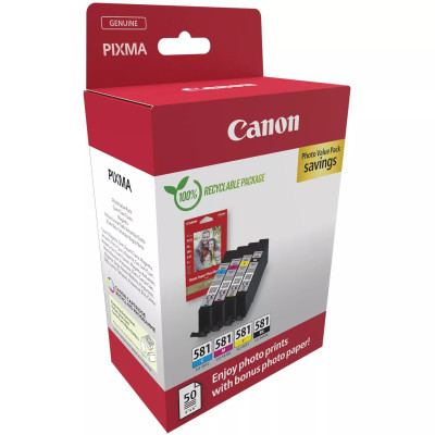 Canon CLI-581 (2106C006), originálny atrament, CMYK, 4 x 5,6 ml, +PP-201 50 listů