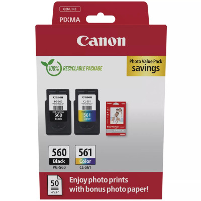 Canon PG-560/CL-561 (3713C008), originálny atrament, čierny/farebný, 2-pack + GP-501 50 listov