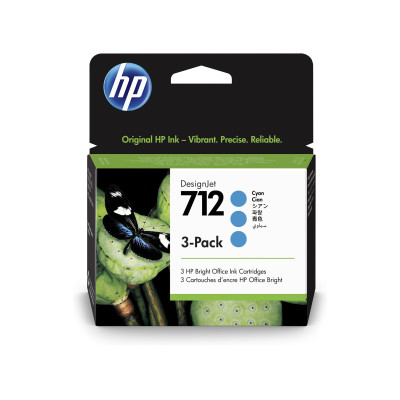 HP 3ED77A (712), originálny atrament, azúrový, 3 x 29 ml, 3-Pack