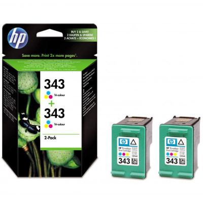 HP CB332EE (343), originálny atrament, farebný, 2 × 7 ml, 2-pack