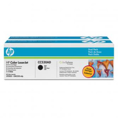 HP CC530AD (304A), originálny toner, čierny, 2-pack