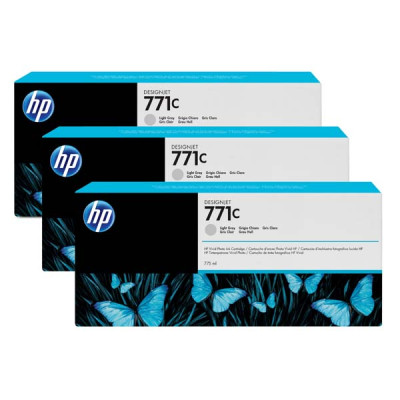 HP B6Y38A (771C), originálny atrament, svetlo šedý, 775 ml, 3-pack