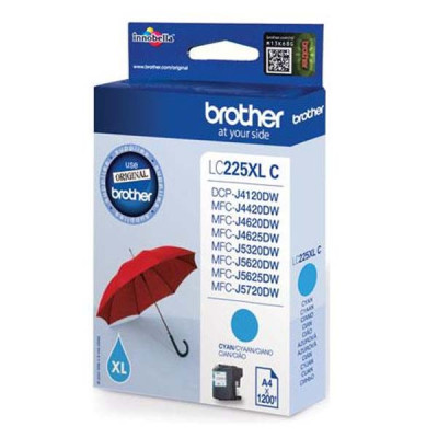 Brother LC-225XLC, originálny atrament, azúrový