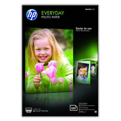 HP Everyday Photo Paper, Glossy, foto papír, lesklý, biela, 10x15cm, 4x6