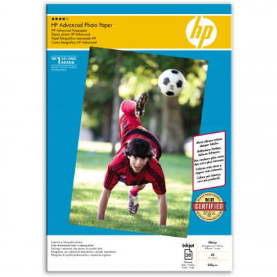 HP Advanced Glossy Photo Paper, foto papír, lesklý, zdokonalený, biela, A3, 250 g/m2, 20 ks, Q8697A, tonerový