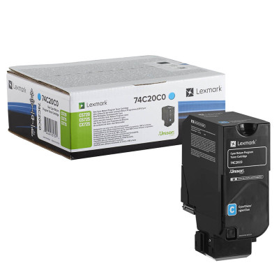 Lexmark 74C20C0 (74C20CE), originálny toner, azúrový