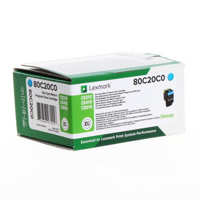 Lexmark 80C20C0 (80C20CE), originálny toner, azúrový