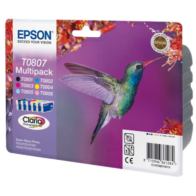 Epson T0807 (C13T08074011), originálny atrament, CMYK/LC/LM, 6 × 7,4 ml, 6-pack