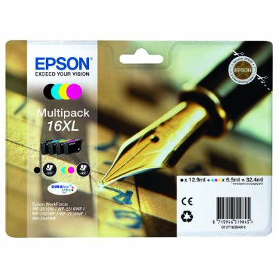 Epson T1636 (C13T16364010), originálny atrament, CMYK, 3 × 6,5 + , 4-pack