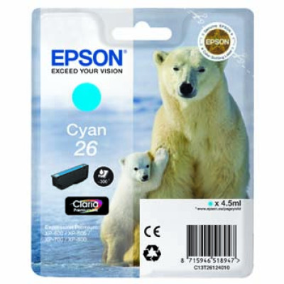 Epson T2612 (C13T26124012), originálny atrament, azúrový, 4,5 ml