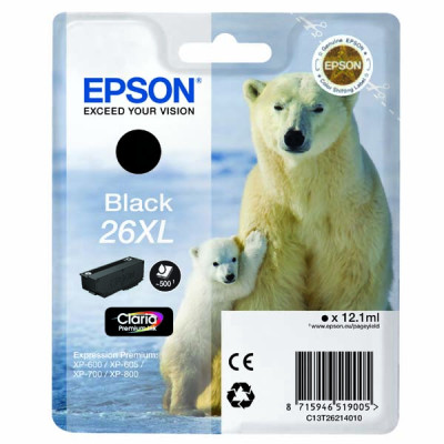 Epson T2621 (C13T26214012, 26XL), originálny atrament, čierny, 12,2 ml