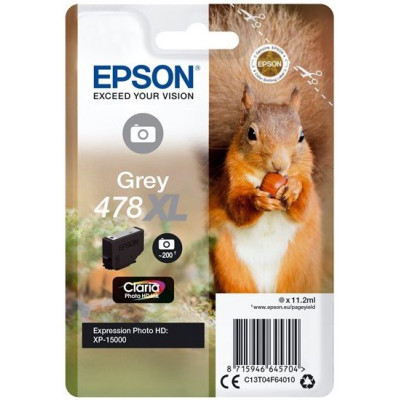 Epson T04F6 (C13T04F64010, 478XL), originálny atrament, šedý, 10,2 ml, XL