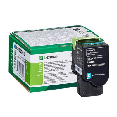 Lexmark C2320C0, originálny toner, azúrový, return