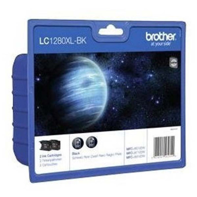 Brother LC-1280XLBKBP2, originálny atrament, čierny, 2-pack