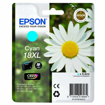 Epson T1812 (C13T18124012, 18XL), originálny atrament, azúrový, 6,6 ml