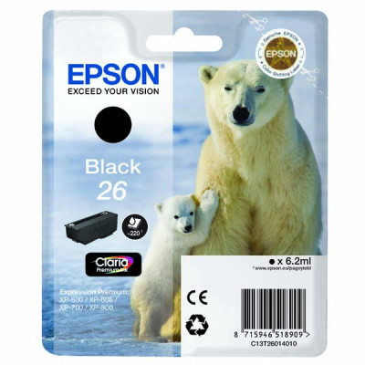 Epson T2601 (C13T26014010), originálny atrament, čierny, 6,2 ml