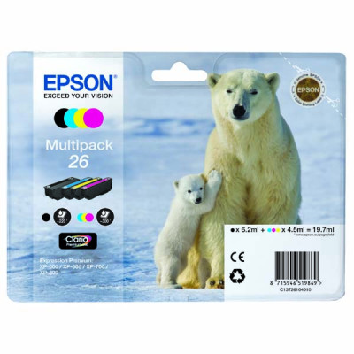 Epson T2616 (C13T26164010), originálny atrament, CMYK, 3 × 4,5 + , 4-pack