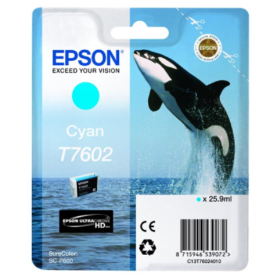 Epson T7602 (C13T76024010), originálny atrament, azúrový, 25,9 ml