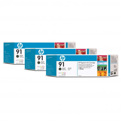 HP C9480A (91), originálny atrament, matne čierny, 3 × 775 ml, 3-pack